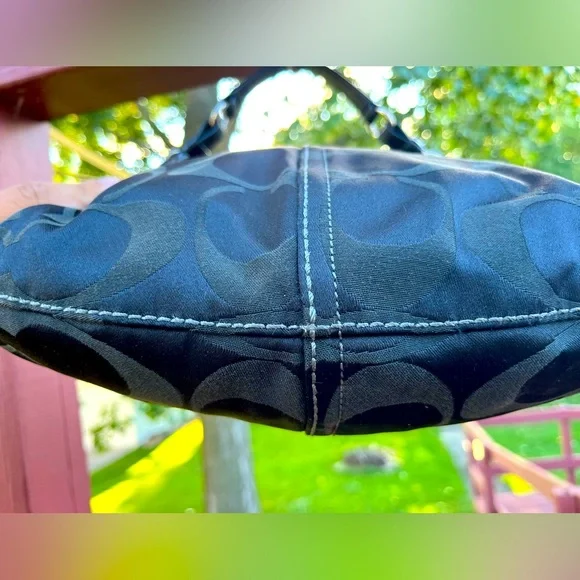 Coach Black and Gray Sateen HOBO Bag - Picture 2 of 15